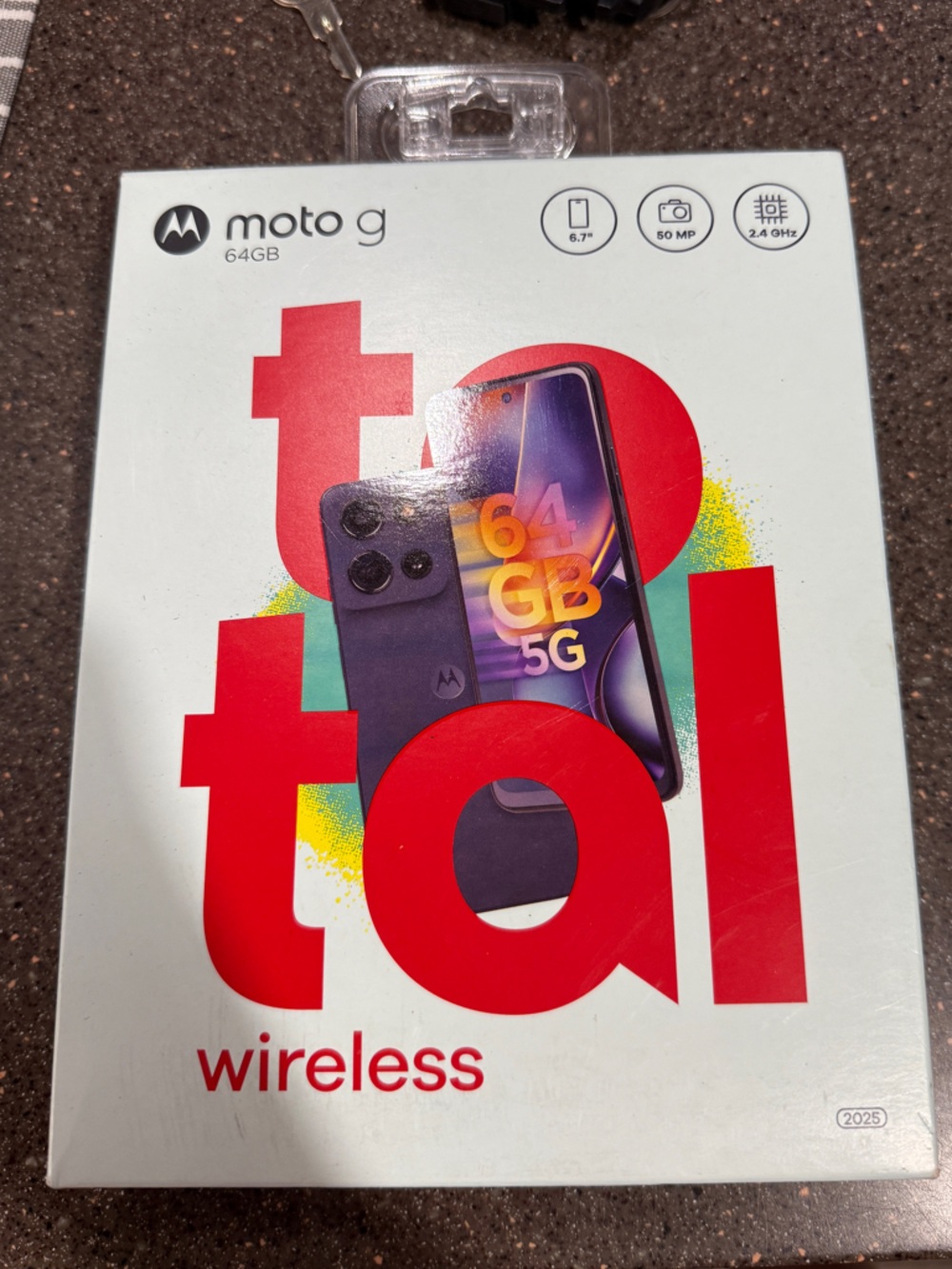 Motorola phone retail box - White and Teal